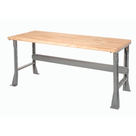 Global Industrial Workbench with Flared Leg, 72 x 30in, Maple Butcher Block Safety Edge 183979